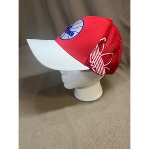 Philadelphia 76ers Adidas Red‎ White Mesh Trucker Hat NBA Cap L XL